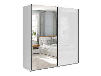 Arte Tetrix Sliding Door Wardrobe 183Cm White Gloss With Mirror from B&Q