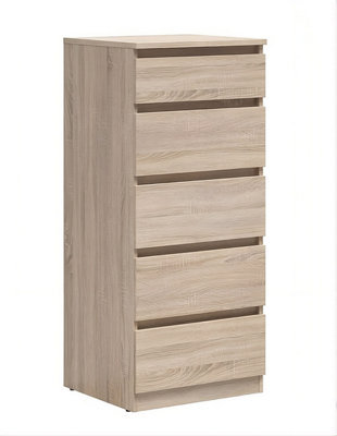 Arte Tetrix 5 Drawer Chest Of Drawers Sonoma Oak With Handle-Free Fronts from B&Q