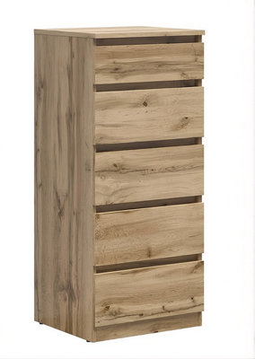 Arte Tetrix 5 Drawer Chest Of Drawers Wotan Oak With Handle-Free Fronts from B&Q
