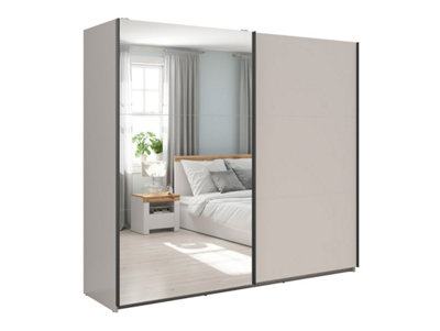 Arte Tetrix Sliding Door Wardrobe 220Cm Wotan Oak With Mirror And Shelves from B&Q