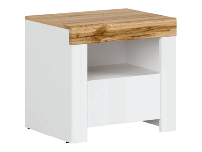 Arte Holten 54Cm Bedside Table White Gloss Oak Wotan With Drawer from B&Q