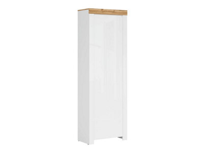 Arte Holten 67Cm Tall Hallway Cabinet White Gloss Oak Wotan from B&Q