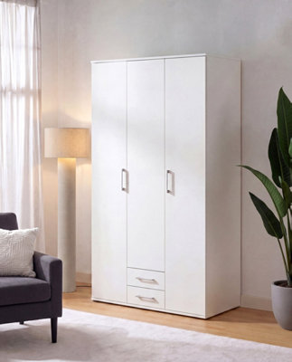 Arte Mora 2 Wardrobe White Matt 3 Hinged Doors 2 Drawers 4 Shelves 1 Rail from B&Q