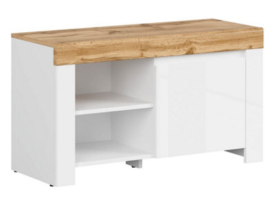 Arte Holten 92Cm Shoe Cabinet White Gloss Oak Wotan from B&Q