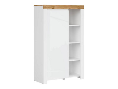 Arte Holten 98Cm Bookcase White Gloss Oak Wotan With Door And 4 Shelves from B&Q