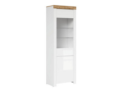 Arte Holten 68Cm Display Cabinet White Gloss Oak Wotan 2 Doors from B&Q