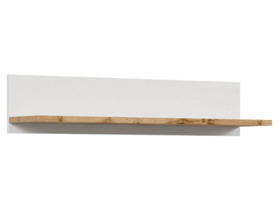 B&Q -  Holten Wall Shelf 106Cm White Matt Display Shelf With Oak Effect Detail