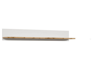 B&Q -  Holten Wall Shelf 156Cm White Matt Display Shelf With Oak Effect Detail