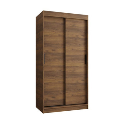 Arte Rubino T Sliding Door Wardrobe 100Cm Oak Walnut With Shelves