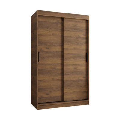 Arte Rubino T Sliding Door Wardrobe 120Cm Oak Walnut With Shelves