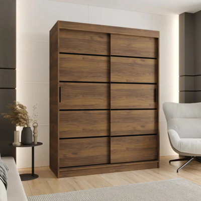 Arte Rubino V1 Oak Walnut Sliding Wardrobe 150Cm For Organised Bedrooms