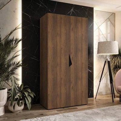 Arte Sandi I 100Cm Oak Walnut Hinged Wardrobe With Panel Doors