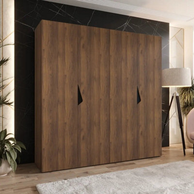 Arte Sandi I 200Cm Oak Walnut Hinged Wardrobe With Shelves And Rails