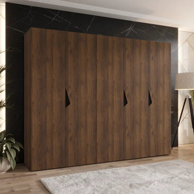 Arte Sandi I 250Cm Oak Walnut Hinged Wardrobe With Five Doors