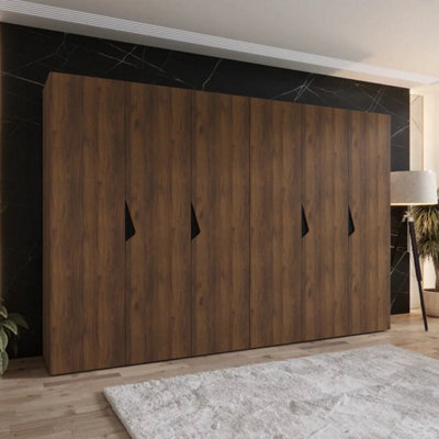Arte Sandi I 300Cm Oak Walnut Hinged Wardrobe With Wide Storage