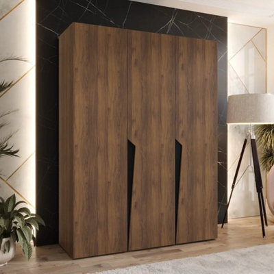 Arte Piano I 150Cm Oak Walnut Hinged Wardrobe With Double Hanging Space