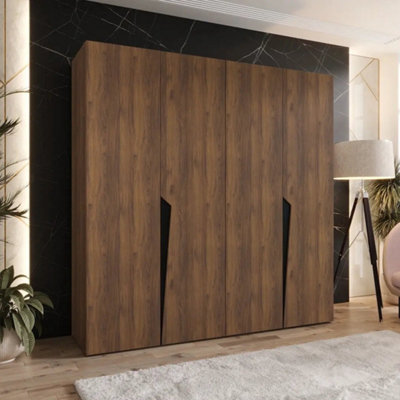 Arte Piano I 200Cm Oak Walnut Hinged Wardrobe With Four Doors