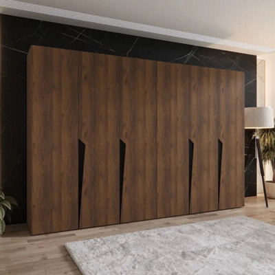 Arte Piano I 300Cm Oak Walnut Hinged Wardrobe For Large Bedroom Storage
