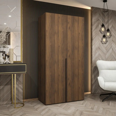 Arte Alicante I 100Cm Oak Walnut Hinged Wardrobe For Compact Storage