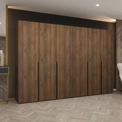 Arte Alicante I 300Cm Oak Walnut Hinged Wardrobe With Six-Door Capacity