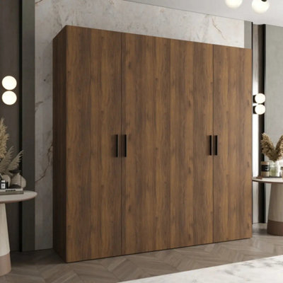 Arte Bari I 200Cm Oak Walnut Hinged Wardrobe For Shared Clothes Storage
