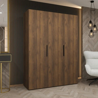 Arte Marbella I 150Cm Oak Walnut Hinged Wardrobe With Flexible Rails