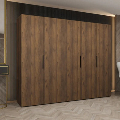 Arte Marbella I 250Cm Oak Walnut Hinged Wardrobe For Bigger Bedrooms