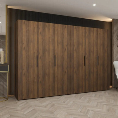 Arte Marbella I 300Cm Oak Walnut Hinged Wardrobe With Family Storage
