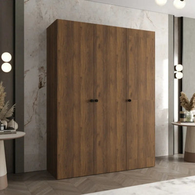 Arte Parma 150Cm Oak Walnut Hinged Door Wardrobe With Zoned Storage