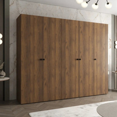 Arte Parma 250Cm Oak Walnut Hinged Door Wardrobe With Wide Storage