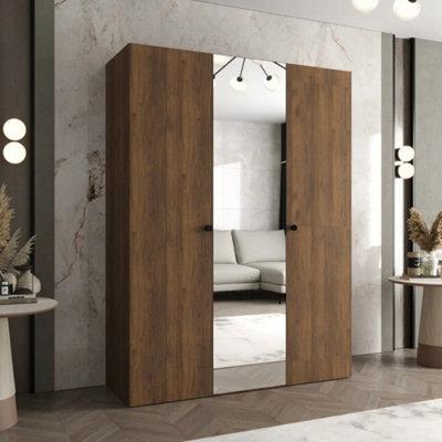 Arte Parma Ii 150Cm Oak Walnut 3 Door Wardrobe With Centre Mirror