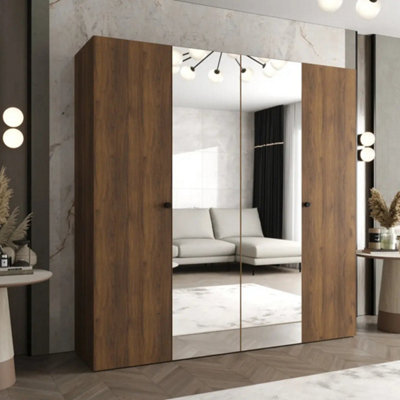 Arte Parma Ii 200Cm Oak Walnut Wardrobe With Twin Mirror Doors