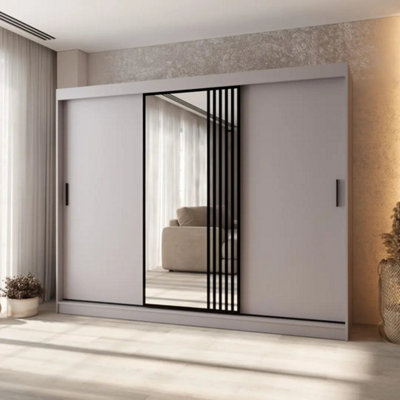 Arten Asved Cashmere 250Cm 3 Door Mirrored Wardrobe With Wide Storage