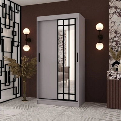 Arten Almeria Cashmere 100Cm 2 Door Mirrored Wardrobe With Storage