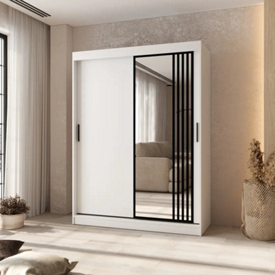 Arten Almeria 150Cm White 2 Door Sliding Wardrobe With Full-Length Mirror