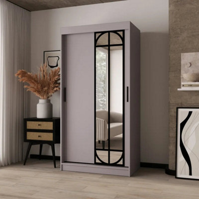 Arten Lugo Cashmere 100Cm 2 Door Sliding Wardrobe With Mirror