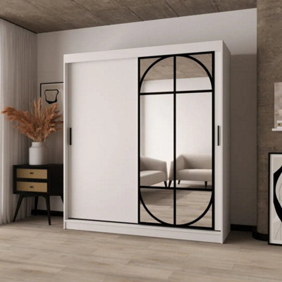 Arten Lugo 180Cm White Mirrored Sliding Door Wardrobe