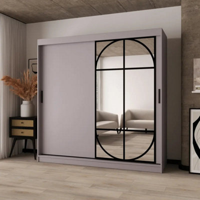 Arte Lugo 200Cm Cashmere Mirrored Sliding Wardrobe For Soft Bedroom Style