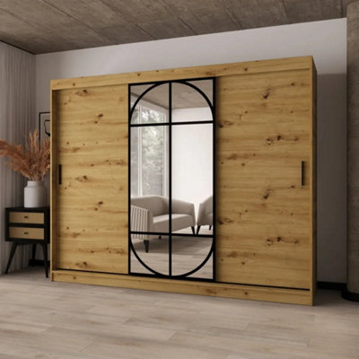 Arten Lugo 250Cm Oak Artisan Mirrored Sliding Wardrobe For A Calmer Bedroom