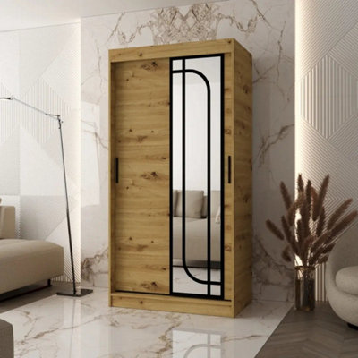 Arte Alabama Oak Artisan 100Cm Sliding Door Wardrobe For Calm Bedroom Storage