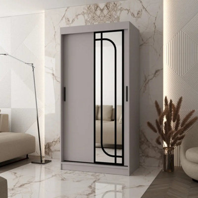 Arte Alabama Cashmere 100Cm Sliding Door Wardrobe For Soft Neutral Storage