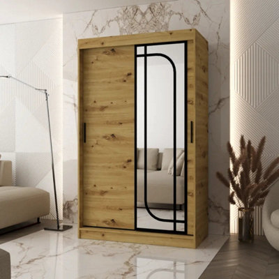 Arte Alabama Oak Artisan 120Cm Sliding Door Wardrobe With Warm Organised Storage
