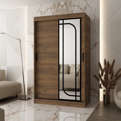 Arte Alabama Oak Wotan 120Cm Sliding Door Wardrobe With Warm Wood-Effect Storage
