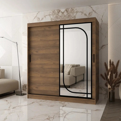 Arte Alabama Oak Wotan 180Cm Sliding Door Wardrobe With Warm Wood-Effect Storage