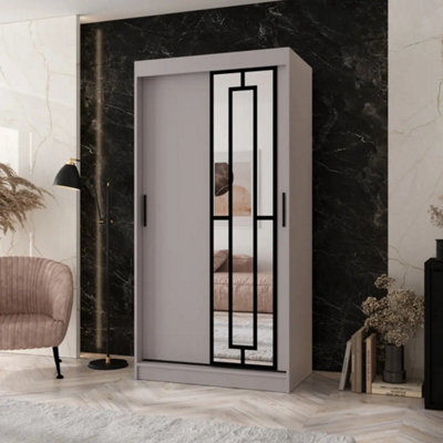 Arten Modena 100Cm Cashmere Mirrored Sliding Wardrobe For Soft Neutral Storage