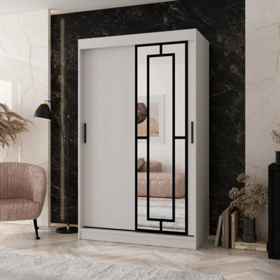 Arten Modena 120Cm White Mirrored Sliding Wardrobe For LightTidy Storage
