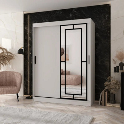 Arten Modena 150Cm White Mirrored Sliding Wardrobe For BrightEasy Bedroom Organisation