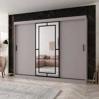 Arten Modena 250Cm Cashmere Mirrored Triple Sliding Wardrobe For Calm Expansive Storage