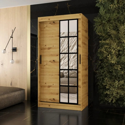 Arte Orlando Oak Artisan 100Cm Sliding Door Wardrobe For Warm Compact Storage