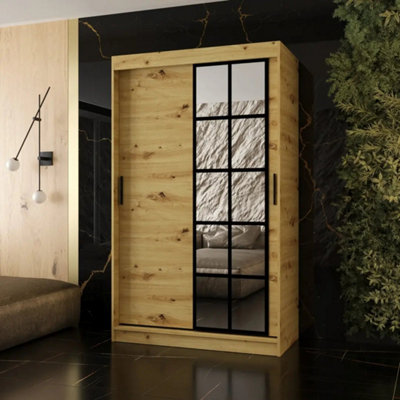 Arte Orlando Oak Artisan 120Cm Sliding Door Wardrobe For Warm Everyday Storage